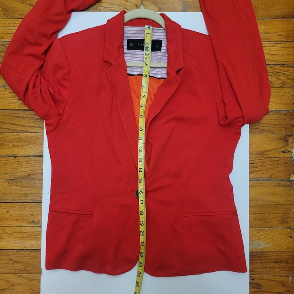 Zara Vibrant Red Women's Blazer L Professional Career Work - Picture 7 of 7